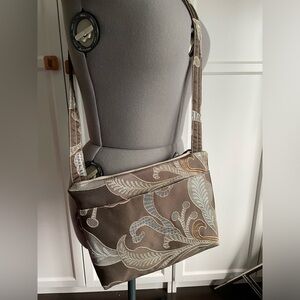Hand made upholstery fabric crossbody bag. Vintage.